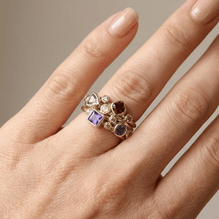 COLORFUL GEMSTONE GOLD STACKING RING SET VIP