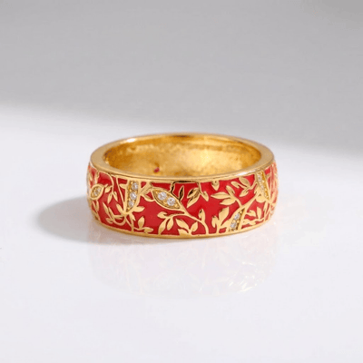 GOLD VINTAGE LEAF BAND RING