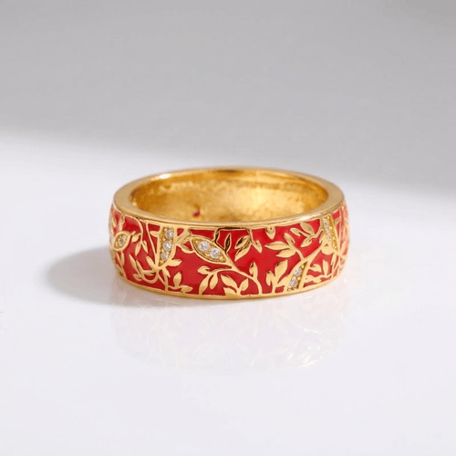 GOLD VINTAGE LEAF BAND RING