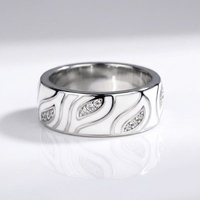 SILVER LEAF ZIRCONIA BAND RING