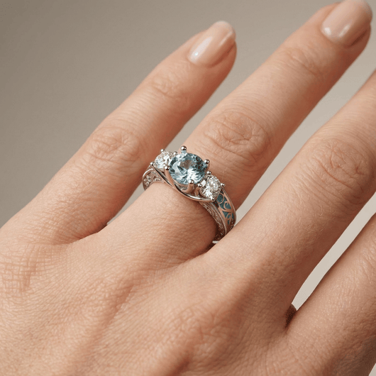 SILVER GEMSTONE OVAL HALO RING