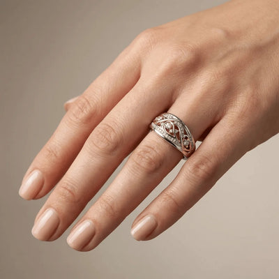 SILVER ROSE GOLD TWO TONE VINTAGE RING