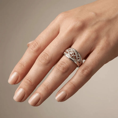 SILVER ROSE GOLD TWO TONE VINTAGE RING