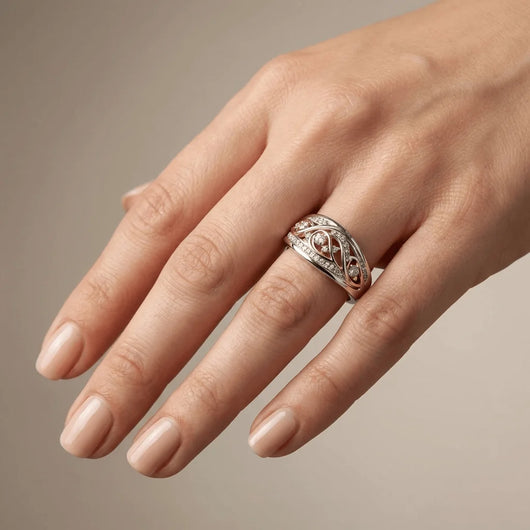 SILVER ROSE GOLD TWO TONE VINTAGE RING