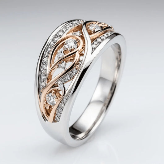 SILVER ROSE GOLD TWO TONE VINTAGE RING
