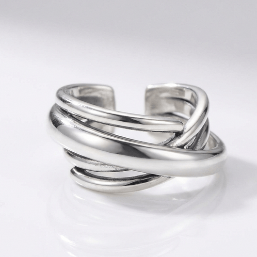 SILVER STACKED ZIRCONIA RING - (ADJUSTABLE)