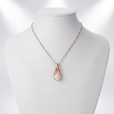 ROSE GOLD PEARL TEARDROP NECKLACE