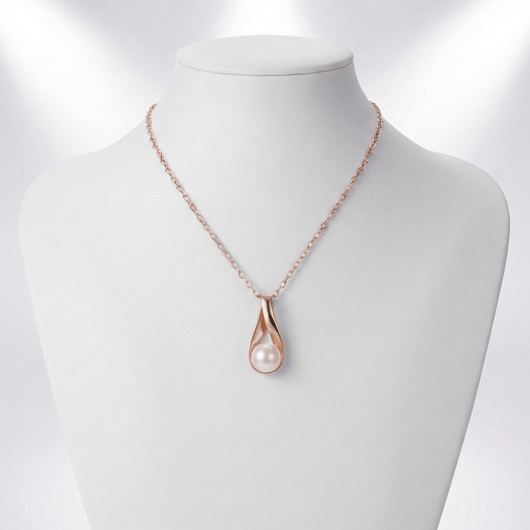 ROSE GOLD PEARL TEARDROP NECKLACE