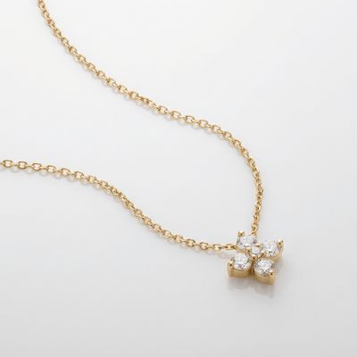 FLOWER ZIRCONIA PENDANT NECKLACE