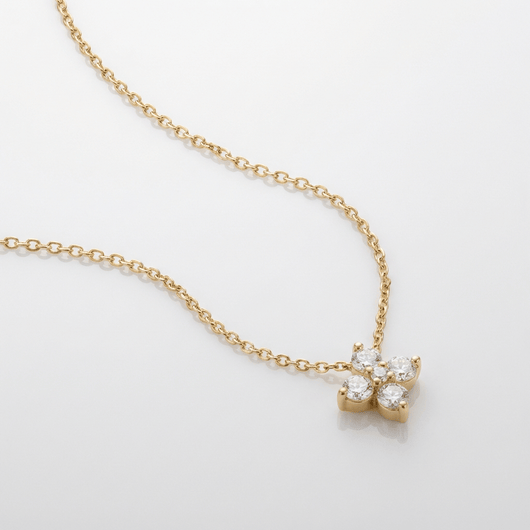 FLOWER ZIRCONIA PENDANT NECKLACE