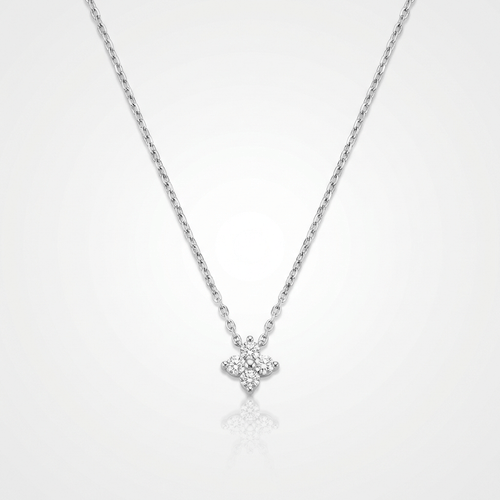 FLOWER ZIRCONIA PENDANT NECKLACE