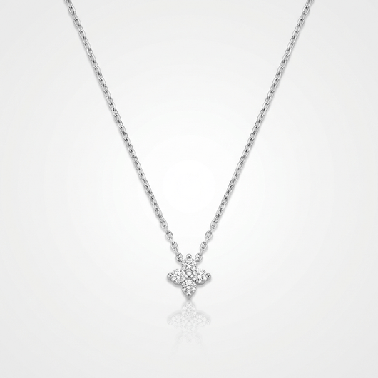 FLOWER ZIRCONIA PENDANT NECKLACE