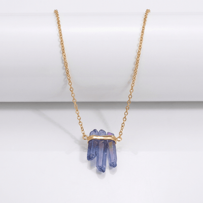GOLD PURPLE AMETHYST CLUSTER NECKLACE