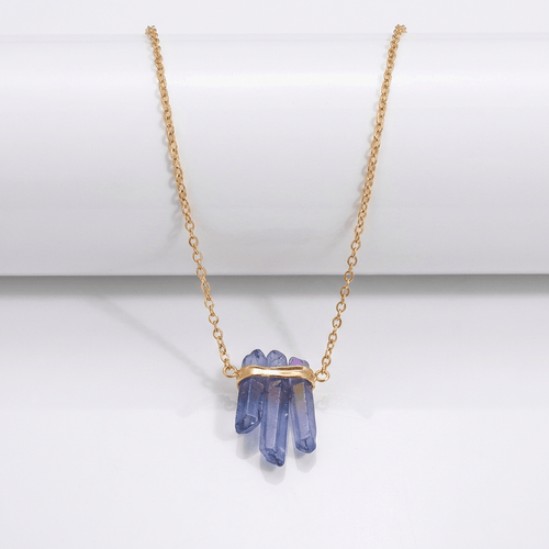 GOLD PURPLE AMETHYST CLUSTER NECKLACE