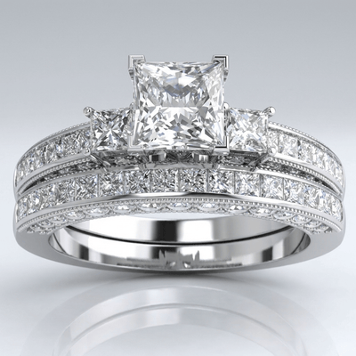 SILVER SQUARE DIAMOND PAVE RING