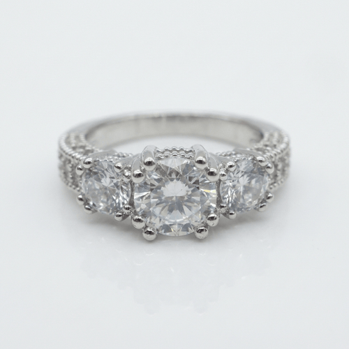 SILVER ROUND ZIRCONIA HALO RING