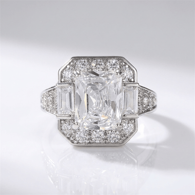 SILVER RECTANGULAR ZIRCONIA RING