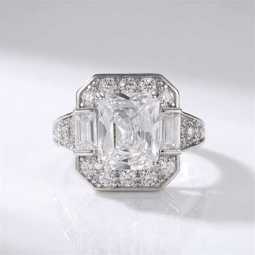 SILVER RECTANGULAR ZIRCONIA RING