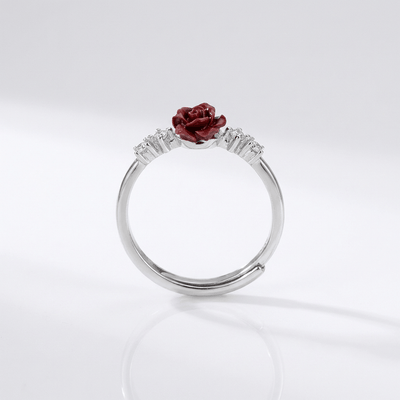 SILVER ROSE DIAMOND RING - (ADJUSTABLE)