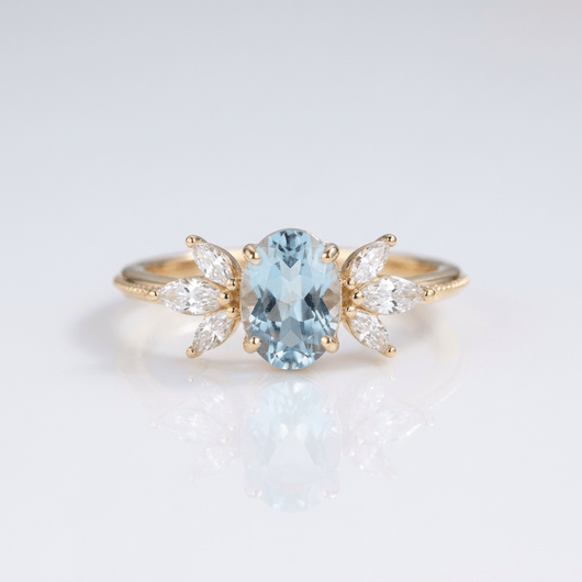 GOLD AQUAMARINE MARQUISE RING