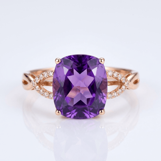 ROSE GOLD AMETHYST CUSHION RING - (ADJUSTABLE)