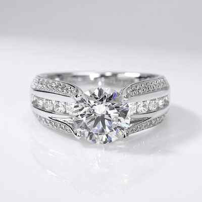 SILVER ROUND DIAMOND PAVE BAND RING