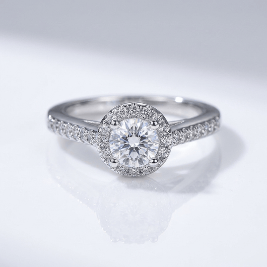 SILVER CUSHION DIAMOND PAVE HALO RING