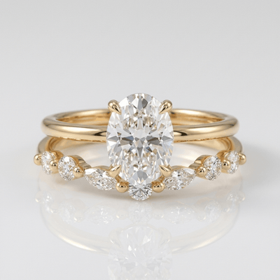 GOLD OVAL DIAMOND MARQUISE BAND SET