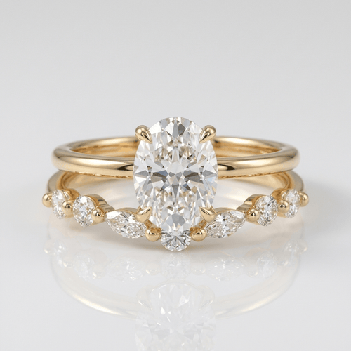 GOLD OVAL DIAMOND MARQUISE BAND SET