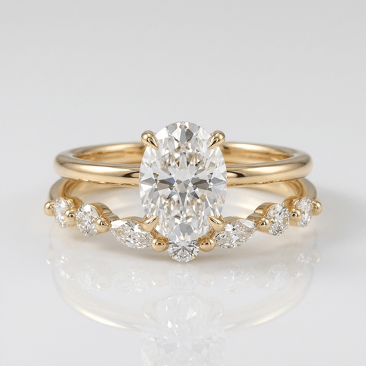 GOLD OVAL DIAMOND MARQUISE BAND SET