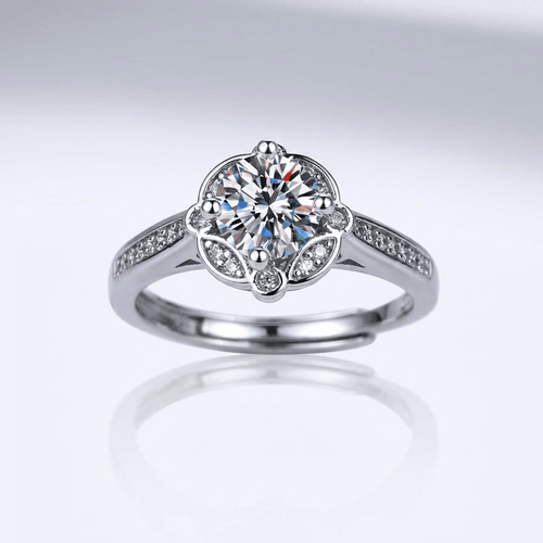 SILVER DIAMOND BLOOM RING - (ADJUSTABLE)