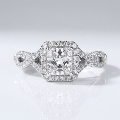 SILVER CUSHION DIAMOND TRILOGY RING