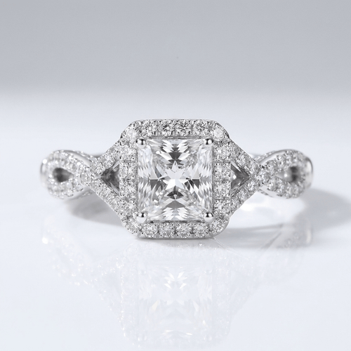 SILVER CUSHION DIAMOND TRILOGY RING