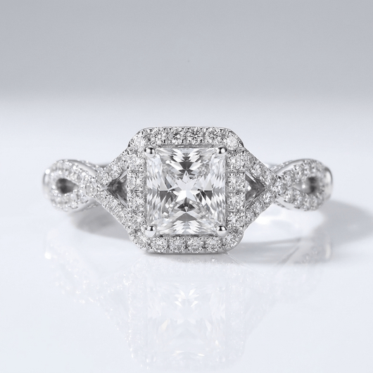 SILVER CUSHION DIAMOND TRILOGY RING
