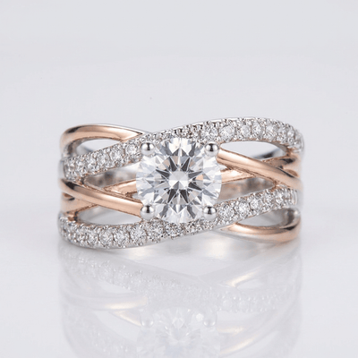 ROSE GOLD ROUND DIAMOND CROSSOVER RING