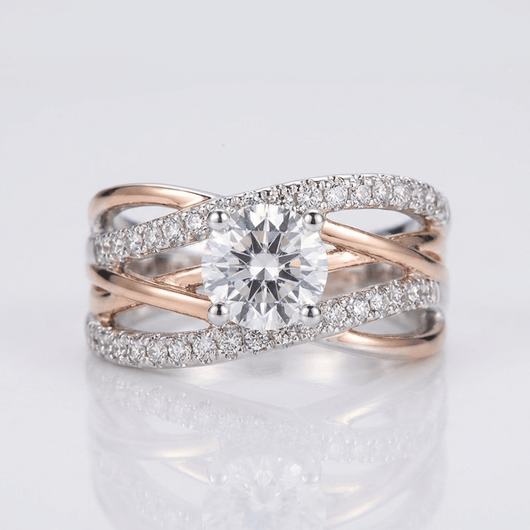 ROSE GOLD ROUND DIAMOND CROSSOVER RING