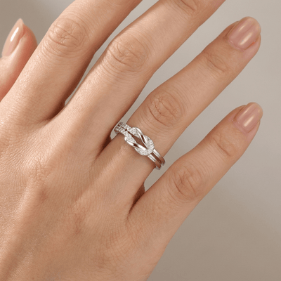 SILVER ZIRCONIA WRAP RING - (ADJUSTABLE)