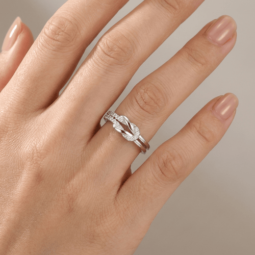 SILVER ZIRCONIA WRAP RING - (ADJUSTABLE)