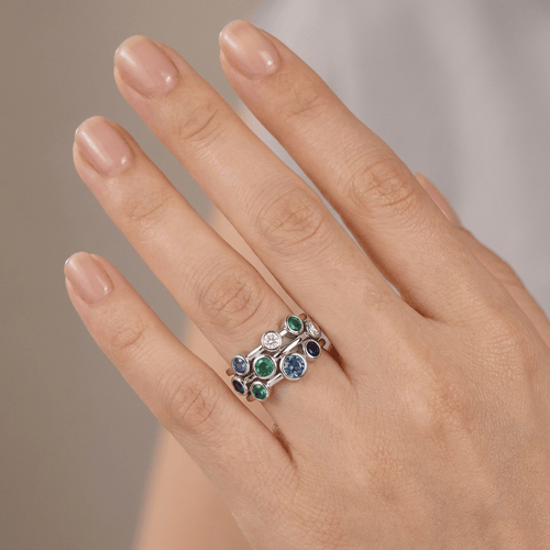 SILVER COLORFUL GEMSTONE RING