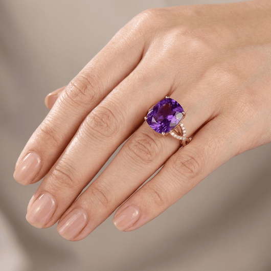 ROSE GOLD AMETHYST CUSHION RING - (ADJUSTABLE)