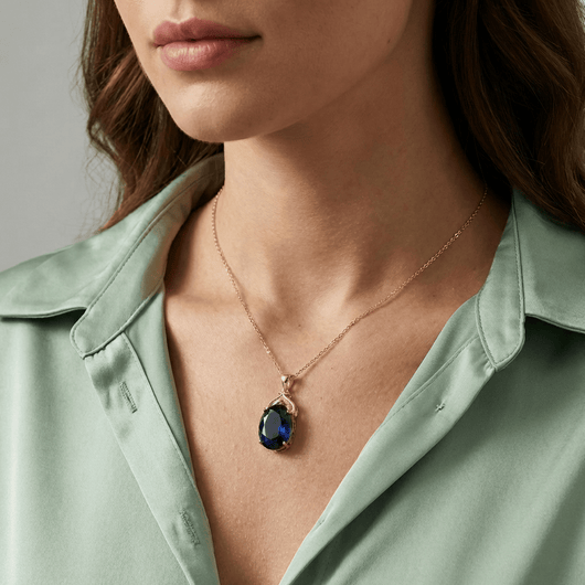 GOLD BLUE TOPAZ VINTAGE NECKLACE