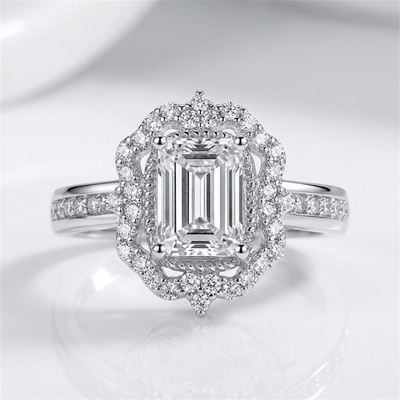 RECTANGLE DIAMOND HALO RING