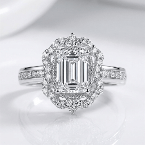 RECTANGLE DIAMOND HALO RING