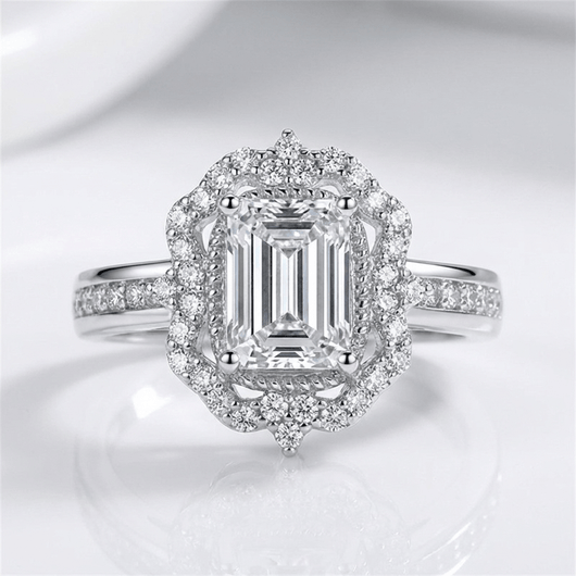 RECTANGLE DIAMOND HALO RING