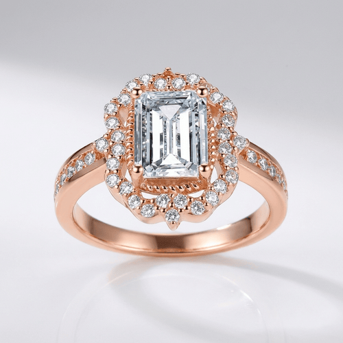 RECTANGLE DIAMOND HALO RING