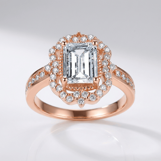 RECTANGLE DIAMOND HALO RING