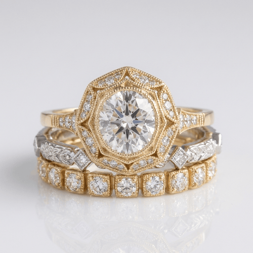 GOLD DIAMOND OVAL FILIGREE RING