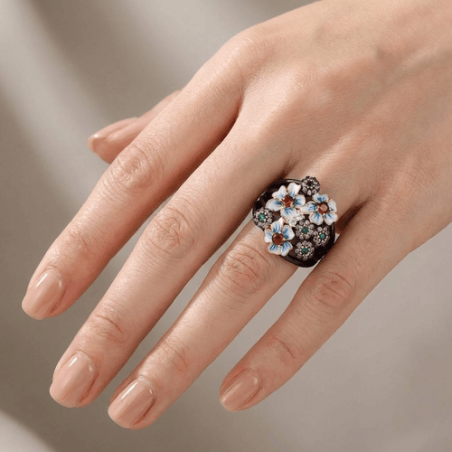 COLORFUL ENAMEL FLOWER GARDEN RING