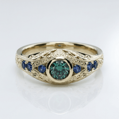 GOLD OPAL SAPPHIRE VINTAGE RING