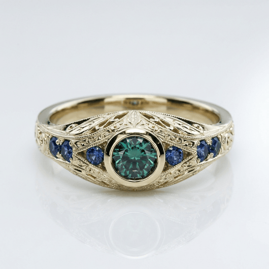 GOLD OPAL SAPPHIRE VINTAGE RING